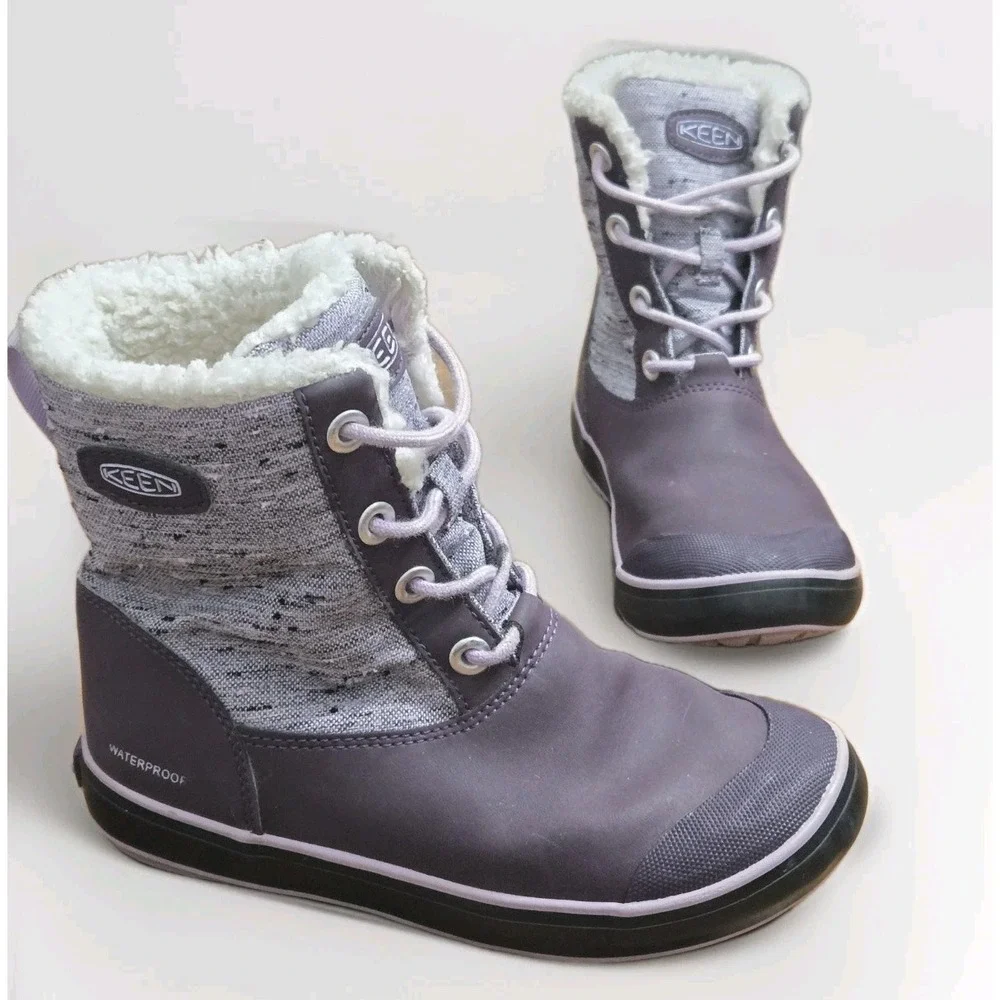 KEEN Youth Girls Kids Elsa Winter Insulated Waterproof Snow Purple Boots Sz 2